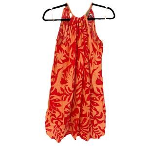 Rachel Zoe Orange And Red Floral Tank Top mini dress Beaded Tendrils, Women’s L
